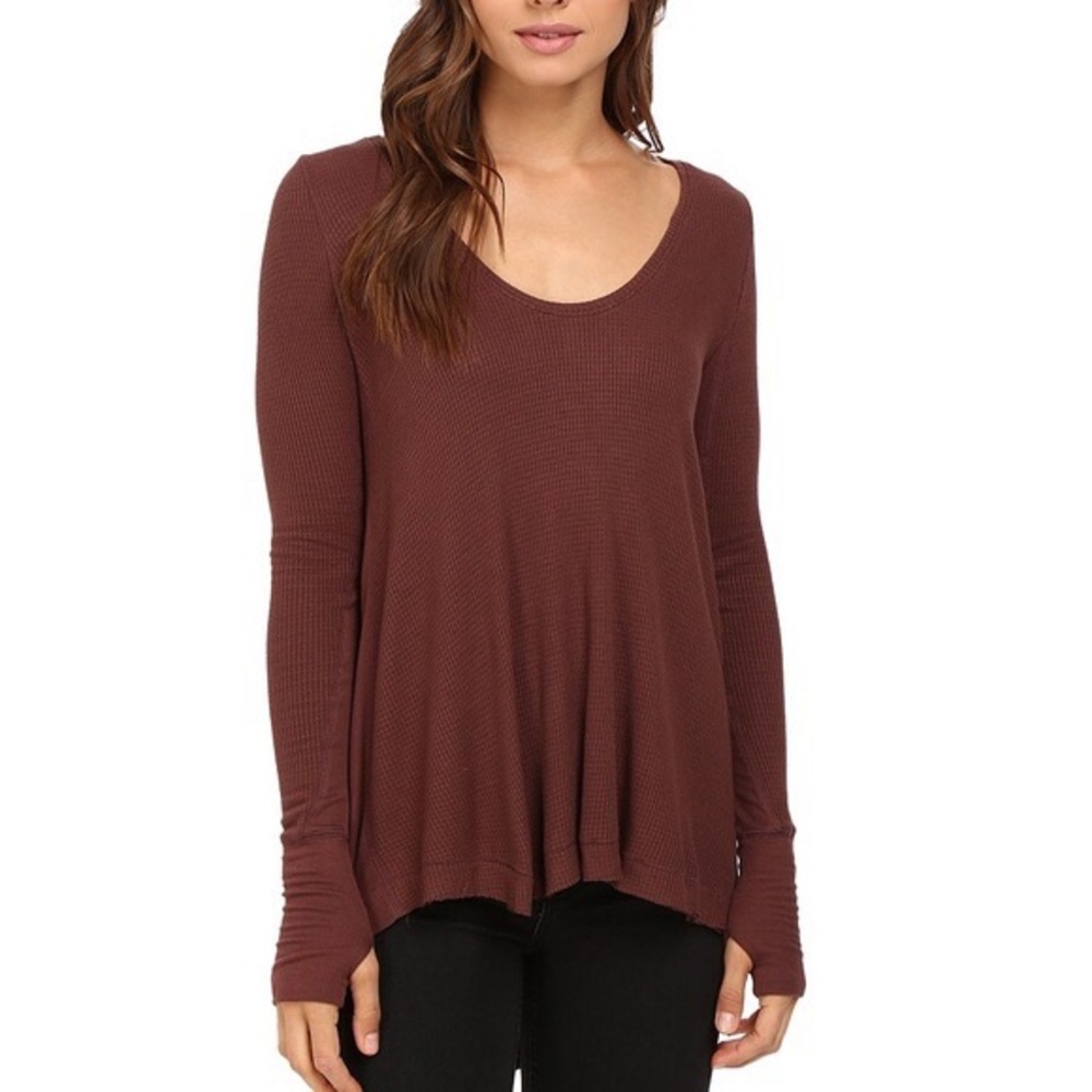 We The Free People Brown Malibu Thermal Top